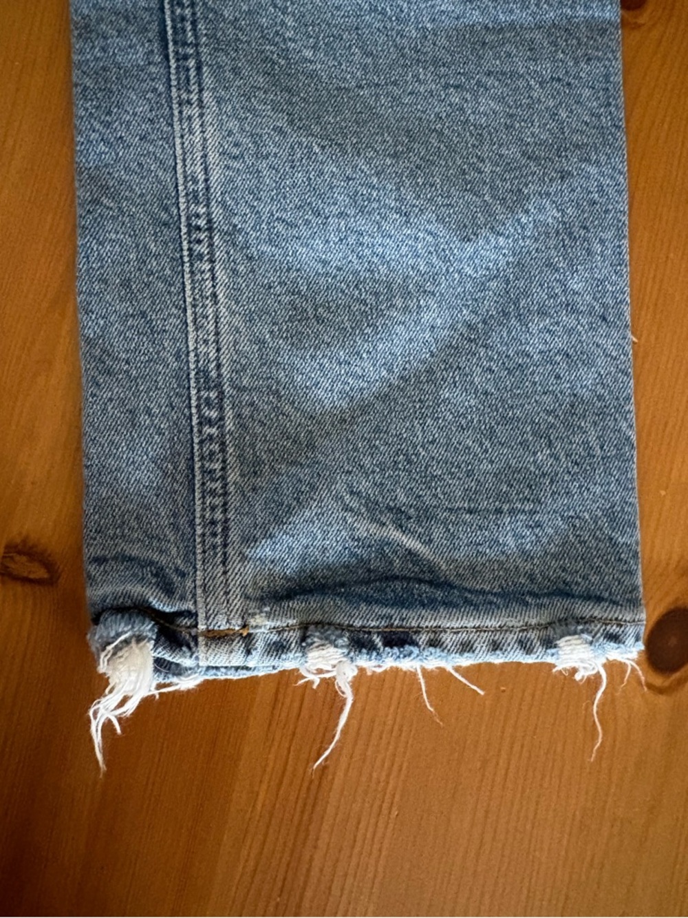 AGOLDE Riley Long Button Fly Straight Leg Blue Jeans Size 27 - Picture 12 of 13